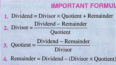 dividend divisor quotient remainder formula